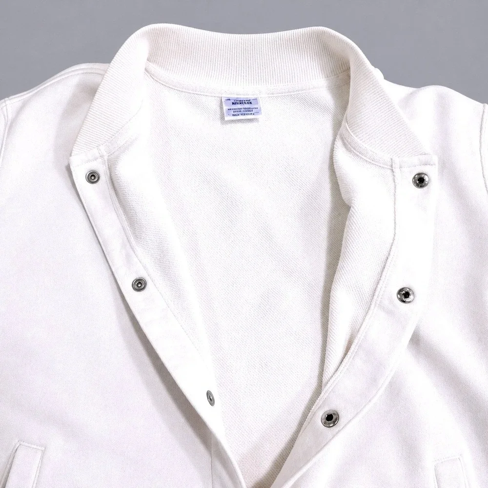 Champion Reverse Weave Snap Cardigan Sweatshirt‎ Mens M White Boxy Heritage Fit